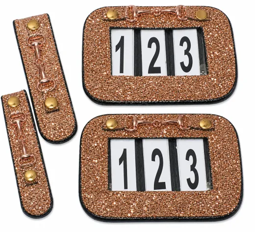 Turnier SET Kopfnummer Kopfnummern Clip Ros�gold Rosegold Glitzer Set m�glich Turnier Nummern