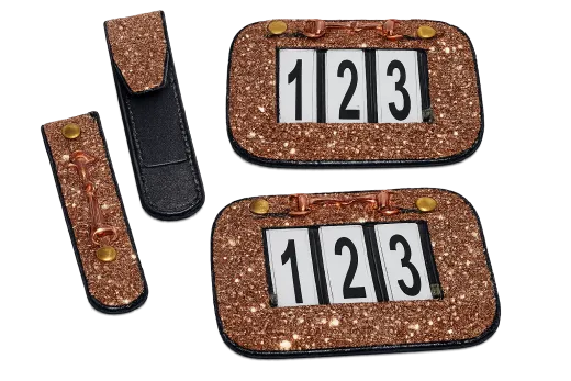 Turnier SET Kopfnummer Kopfnummern Clip Ros�gold Rosegold Glitzer Set m�glich Turnier Nummern