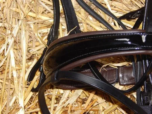 Trense Leder Black Schooki Lack Glitzer Schwarz Braun Cognac NUR NOCH VB WB REST RAUS