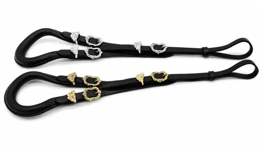 Schweifriemen Leder Minishetty Shetty Welsh Gold oder Silber -Farben Antikbeschl�ge Kurz Schwarz Schweif Riemen