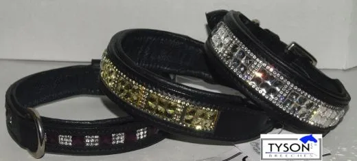 Glitzer Halsband Leder Super Strass Glitzer Goldfarben 3- 5,5 cm Breit Lederhalsband