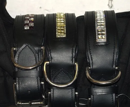 Glitzer Halsband Leder Super Strass Glitzer Goldfarben 3- 5,5 cm Breit Lederhalsband