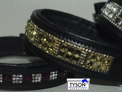 Glitzer Halsband Leder Super Strass Glitzer Goldfarben 3- 5,5 cm Breit Lederhalsband