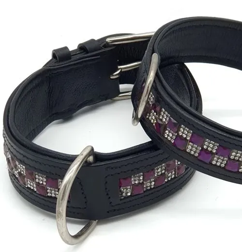 Glitzer Halsband Leder Super Strass Glitzer Goldfarben 3- 5,5 cm Breit Lederhalsband