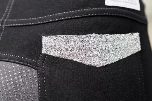 Kinder / Jugendreithose Daysi Schwarz Glitzer Vollgrip Silicon Schlupf 128 140 152 176 Reithose Reiterhose
