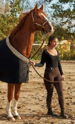 RAUS PREIS Reithose ANNA Vollbesatz Schlupf + Glitzer 36 38 40 42 44 46 48 Kunstleder