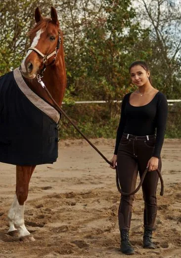 RAUS PREIS Reithose ANNA Vollbesatz Schlupf + Glitzer 36 38 40 42 44 46 48 Kunstleder