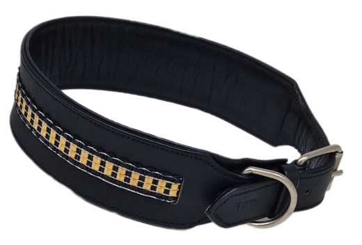 Hundehalsband Lederhalsband LENNY Schwarz Braun M XL BREIT 5,5 / 6,5 cm Halsband Leder Hohe Zugkraft