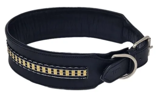 Hundehalsband Lederhalsband LENNY Schwarz Braun M XL BREIT 5,5 / 6,5 cm Halsband Leder Hohe Zugkraft