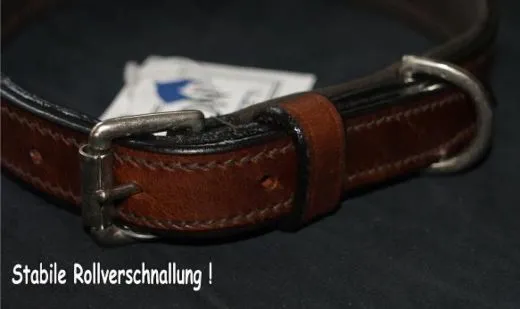 Lederhalsband Nieten oder Strass Braun 41-46 cm Mittel