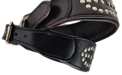 Nieten Glitzer Buffalo Lederhalsband Rubino NUR NOCH M 37-43 cm Halsband Leder Breit Nietenhalsband Strass
