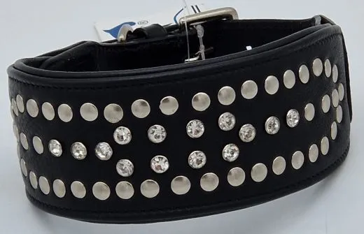 Nieten Glitzer Buffalo Lederhalsband Rubino NUR NOCH M 37-43 cm Halsband Leder Breit Nietenhalsband Strass
