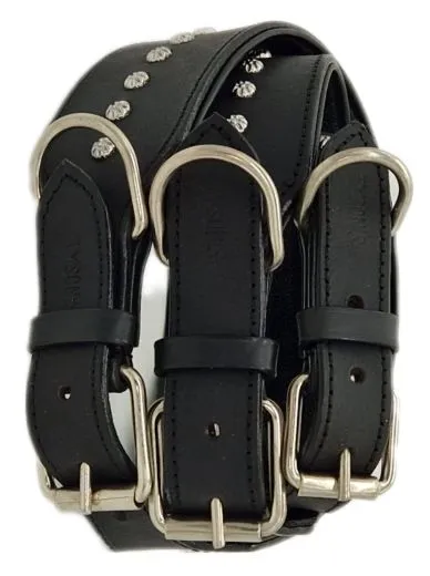 Lederhalsband Nieten Schwarz EXTRA BREIT M L XL mittel/ gro�e Nietenhalsband Braun unterlegt