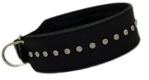 Lederhalsband Nieten Schwarz EXTRA BREIT M L XL mittel/ gro�e Nietenhalsband Braun unterlegt