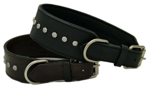 Lederhalsband Nieten Schwarz EXTRA BREIT M L XL mittel/ gro�e Nietenhalsband Braun unterlegt