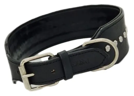 Lederhalsband Nieten Schwarz EXTRA BREIT M L XL mittel/ gro�e Nietenhalsband Braun unterlegt