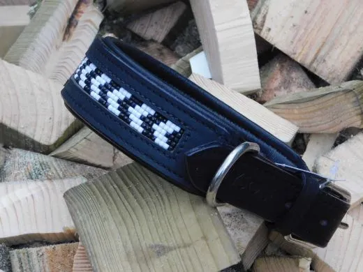 Lederhalsband INDIGO Leder Schwarz o Braun M L XL BREIT Perlen Indianer Halsband Leder Breit