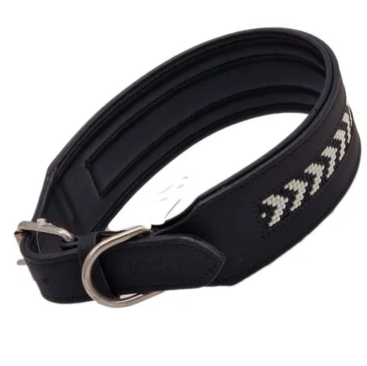 Lederhalsband INDIGO Leder Schwarz o Braun M L XL BREIT Perlen Indianer Halsband Leder Breit