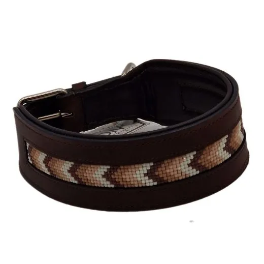 Lederhalsband INDIGO Leder Schwarz o Braun M L XL BREIT Perlen Indianer Halsband Leder Breit
