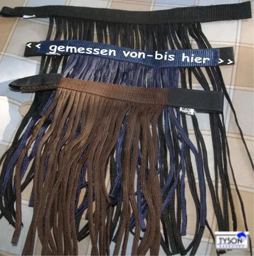 Minishetty Shetty Pony Fliegenband Fliegenfransen Fliegenschutz Blau Braun Fliegenkordeln