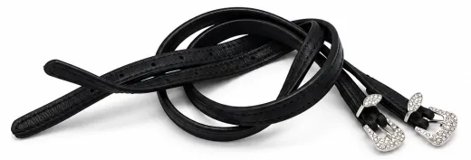 Sporenriemen Glitzer Nubuk-Leder Sporenriemchen PAAR Strass 1 Paar Schwarz