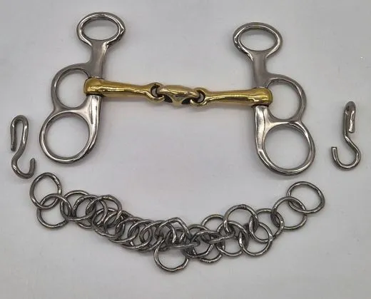 Mini Fahrgebiss Postkandare Minishetty Pelham 7,0 - 12,5 cm dop.gebrochen + Kinnkette