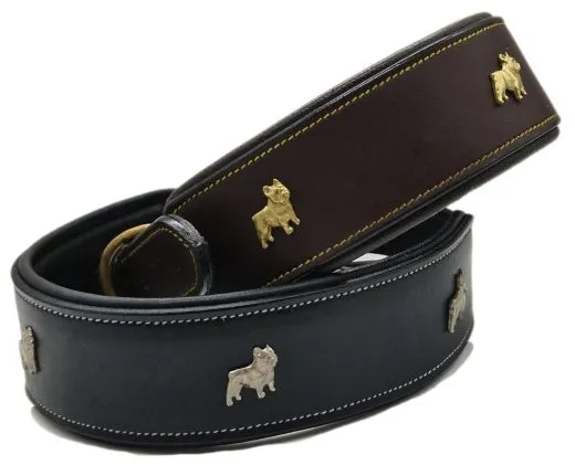 Lederhalsband Bulli Braun Schwarz Halsband Leder M L Hundemotiv Boxer Hund Halsband Leder