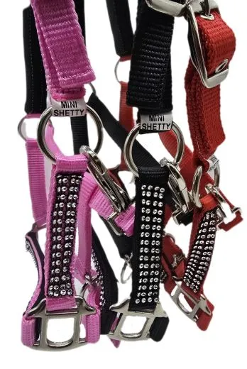 Nylon Halfter Hilly SA Glitzer Minishetty Shetty Glitzerhalfter Nylonhalfter Schwarz Rot Rosa Glitzerhalfter