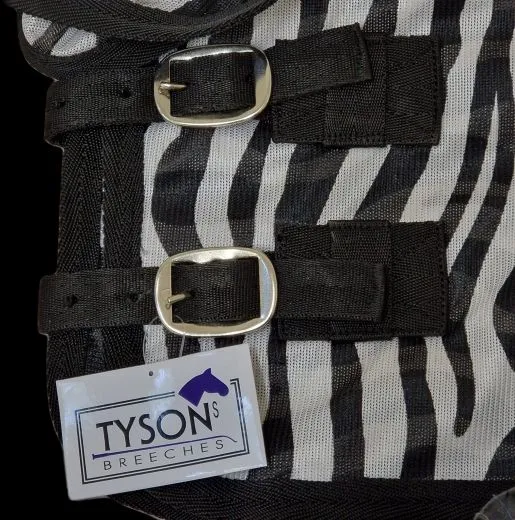 Fliegendecke ZEBRA mit Halsteil 60 70 75 80 85 90 95 100 cm R�ckenl�nge Schwarz Wei� Minishetty Shetty