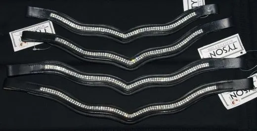 Strass Stirnband gewellt Glitzer Strass Leder Minishetty Shetty Vollblut Stirnriemen