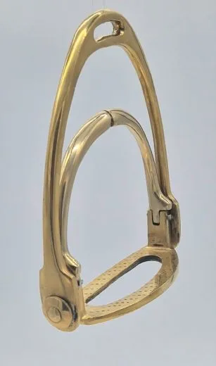 Steigb�gel f�r den Damensattel Side Saddle riding Klapp B�gel Silber / - oder Gold Farben Messing 10 cm Tritt