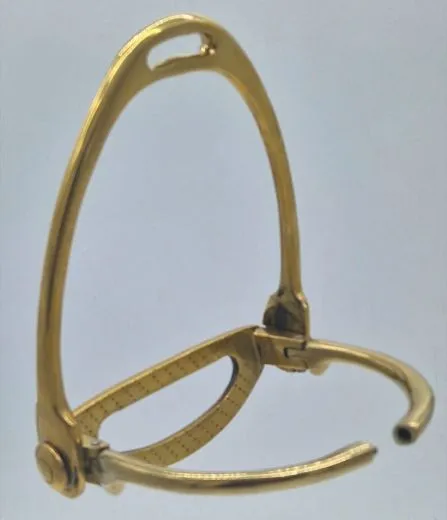 Steigb�gel f�r den Damensattel Side Saddle riding Klapp B�gel Silber / - oder Gold Farben Messing 10 cm Tritt