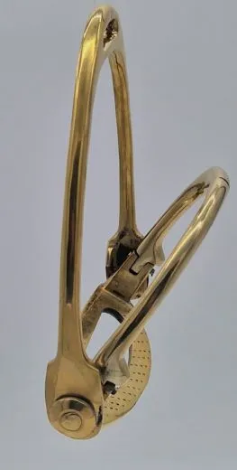 Steigb�gel f�r den Damensattel Side Saddle riding Klapp B�gel Silber / - oder Gold Farben Messing 10 cm Tritt