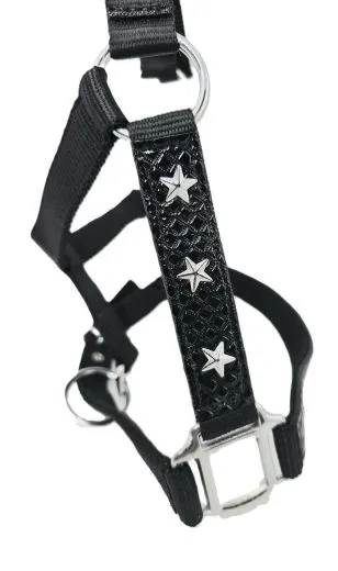 Halfter Stars Schwarz Lack Sterne Pony VB WB ExFULL XFULL Nylonhalfter