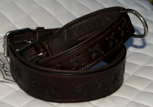 Hundehalsband Leder Zierstich Schwarz Braun M L XL BREIT Kreuz Halsband Leder Zierkreuz Lederhalsband Zierstick