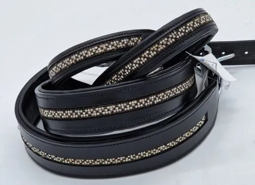 Halsband Jill Glitzer Strass Schwarz S M L XL Leder unterlegt weich Lederhalsband