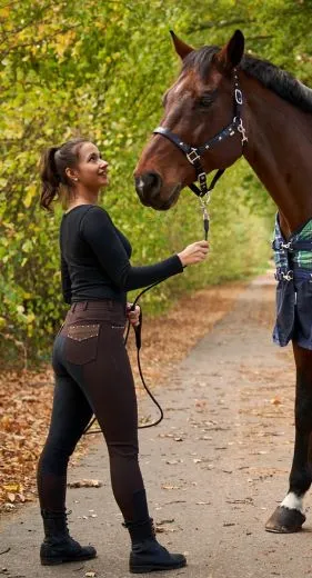 RAUS PREIS !!! Reithose Emmi Vollbesatz Braun Schwarz 38 44 Kunstleder Besatz Vollbesatz