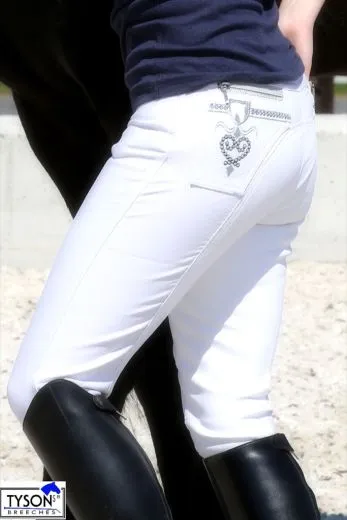 B WARE !! Reithose NINA Turnier Vollbesatz Schlupf + Glitzer 40 44 REST B WARE Kunstlederbesatz Turnierreithose Wei�