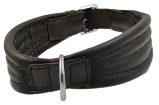 Lederhalsband AMBOS bombiert Buffalo Leder S M L XL Schwarz / Braun Halsband Leder