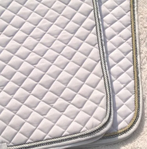 Schabracke Turnier Wei� Glitzer Gold - farben Turnierschbracke wei� B- WARE EINZELST�CK