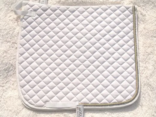 Schabracke Turnier Wei� Glitzer Gold - farben Turnierschbracke wei� B- WARE EINZELST�CK