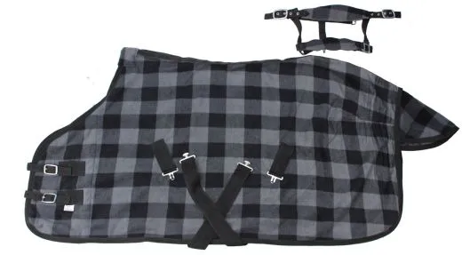 SET Abschwitzdecke + Halfter 60 70 80 90 100 110 cm MS + Shetty Stripes Gray