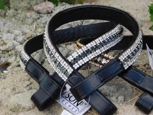 B WARE Stirnriemen X Full Kaltblut Glitzer Strass 3 Farben 47 u 54 cm LANG Stirnband Strass lang B WARE