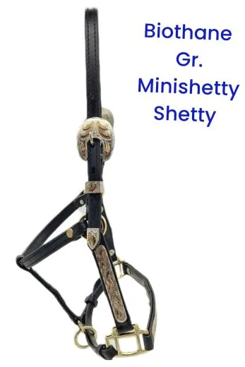 Grand Western Showhalfter Biothane Halfter Grand Minishetty + Shetty Beschl�ge Gold Farben MS S Westernhalfter