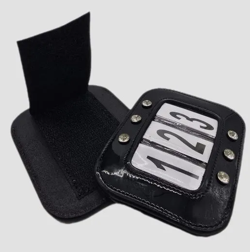 Kopfnummern Turnier Nummern Strass Glitzer Glatt + Lack Leder Braun Schwarz 1 Paar