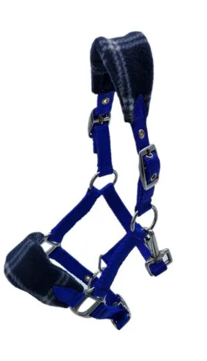Halfter Karo Fleece Blau Minishetty Mini Shetty Fohlen Nylon Royal Nylonhalfter Fohlenhalfter