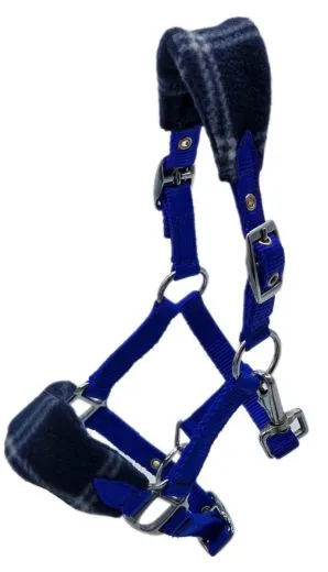 Halfter Karo Fleece Blau Minishetty Mini Shetty Fohlen Nylon Royal Nylonhalfter Fohlenhalfter