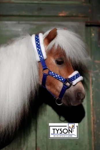 Halfter Polka Rot Blau Schwarz + Pl�sch + Klett MMS MS Shetty Kunstfell = abnehmbar