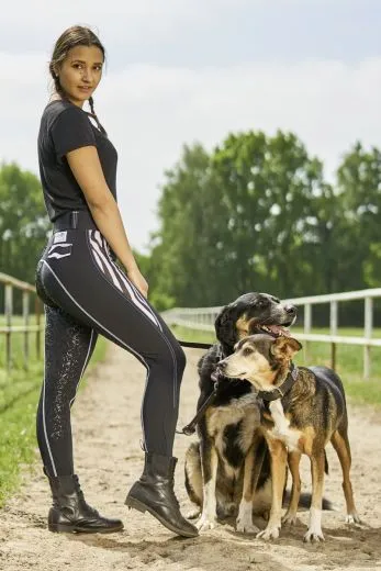 Reithose ZEBRA Reitleggings Schwarz Hochbund NETZ an den Seiten Vollgrip 34/36 44 48 REST