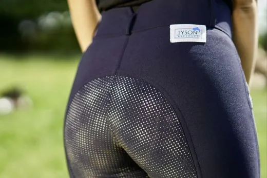 Reithose Elegance Reitleggings Silicon Vollbesatz Blau + Glitzer 40 42 44 46 48 Reiterhose